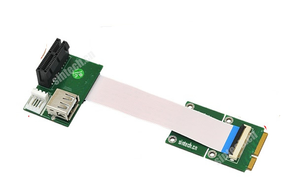 ST824 mini PCI-E to PCI-E express X1 riser card with high speed flex cable